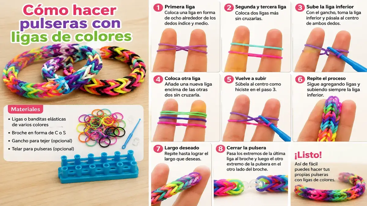 Cómo hacer pulseras con ligas de colores