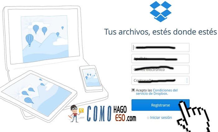 Crear una cuenta en dropbox Crear una cuenta en dropbox