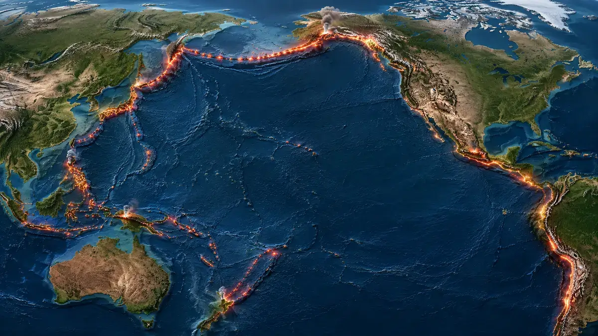Mapa del Cinturón de Fuego del Pacífico